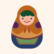 Matryoshka Russian traditional wooden doll vector pattern fl N33