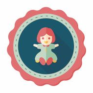 girl doll toy flat icon with long shadow eps 10 N43
