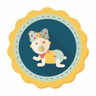 baby Rattle flat icon with long shadow eps10 N82