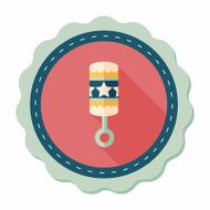 baby Rattle flat icon with long shadow eps10 N83