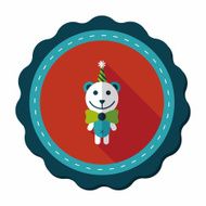 birthday teddy bear flat icon with long shadow eps10 N19