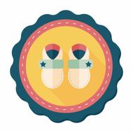 baby booties flat icon with long shadow N22