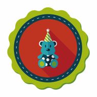 birthday teddy bear flat icon with long shadow eps10 N20