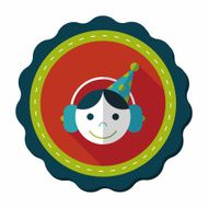 Birthday party boy flat icon with long shadow eps10 N29