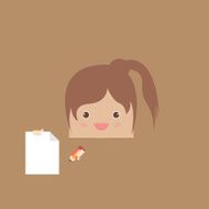 cartoon doodle girl rectangle of business vector illustration