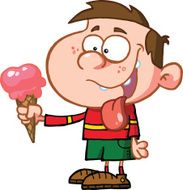 Little Boy With Strawberry Ice Cream