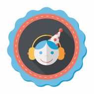 Birthday party boy flat icon with long shadow eps10 N30