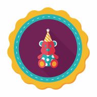 birthday teddy bear flat icon with long shadow eps10 N21