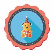birthday teddy bear flat icon with long shadow eps10 N22