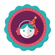 Birthday party boy flat icon with long shadow eps10 N32
