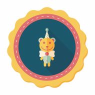birthday teddy bear flat icon with long shadow eps10 N25