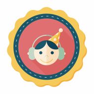 Birthday party boy flat icon with long shadow eps10 N34