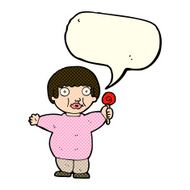 cartoon fat child with speech bubble N5