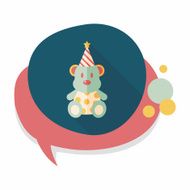 birthday teddy bear flat icon with long shadow eps10 N26