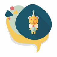 birthday teddy bear flat icon with long shadow eps10 N27