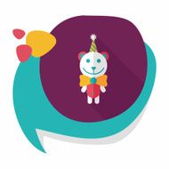 birthday teddy bear flat icon with long shadow eps10 N28