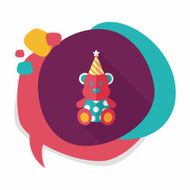 birthday teddy bear flat icon with long shadow eps10 N29