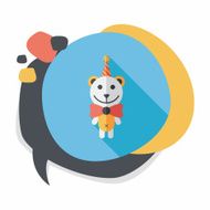 birthday teddy bear flat icon with long shadow eps10 N30
