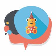 birthday teddy bear flat icon with long shadow eps10 N31