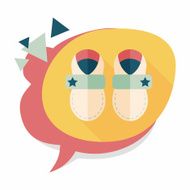 baby booties flat icon with long shadow N23