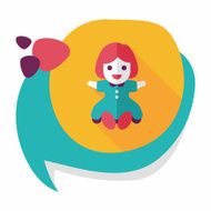 girl doll toy flat icon with long shadow eps 10 N44