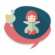 girl doll toy flat icon with long shadow eps 10 N45