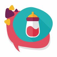 Baby bottle flat icon with long shadow EPS 10 N29