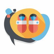 baby booties flat icon with long shadow N24