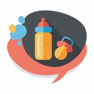 Baby bottle flat icon with long shadow EPS 10 N30