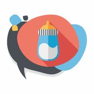 Baby bottle flat icon with long shadow EPS 10 N31