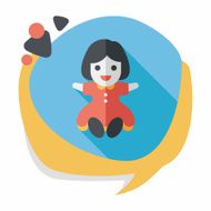 girl doll toy flat icon with long shadow eps 10 N46