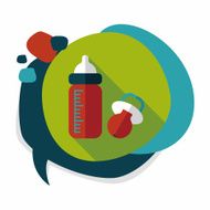 Baby bottle flat icon with long shadow EPS 10 N32