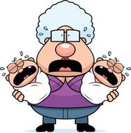 Scared Cartoon Grandma with Twins