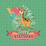 Vintage birthday greeting card with giraffe