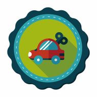 toy car flat icon with long shadow eps10 N37