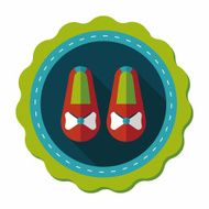 baby booties flat icon with long shadow N27