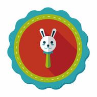 baby Rattle flat icon with long shadow eps10 N106