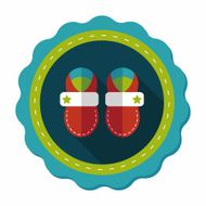 baby booties flat icon with long shadow N28