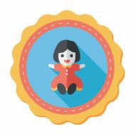 girl doll toy flat icon with long shadow eps 10 N49