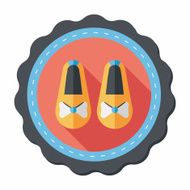 baby booties flat icon with long shadow N29
