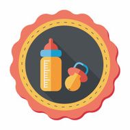 Baby bottle flat icon with long shadow EPS 10 N35