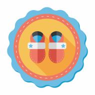 baby booties flat icon with long shadow N30