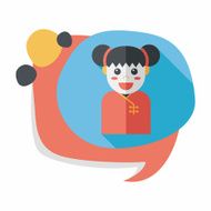 Chinese New Year girl flat icon with long shadow eps10 N54