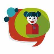 Chinese New Year girl flat icon with long shadow eps10 N55