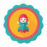 girl doll toy flat icon with long shadow eps 10 N50