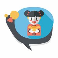 Chinese New Year girl flat icon with long shadow eps10 N59