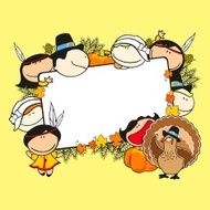 Thanksgiving day frame with kids