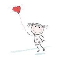 Small girl with heart shaped balloon