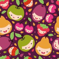 Fruit Characters Seamless Pattern Background
