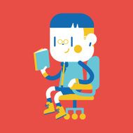 Character illustration design Boy reading cartoon eps N3